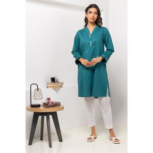 เสื้อเชิ้ตผู้หญิงลำลองสีเขียวทะเล แต่งลายด็อบบี้ ระบายอากาศได้ดี พร้อมดีไซน์เอวธรรมชาติ - Product Image 5