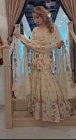 Travail de broderie de style pakistanais choli de mariage en fausse georgette pour femmes indiennes avec tissu de robe lourde Kurta Sharara Dupatta