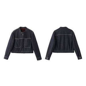 STITCHMODE Fabricación Chaqueta de cuello redondo para mujer Prendas de abrigo Chaqueta de mezclilla para mujer con logotipo personalizado de alta calidad - Product Image 2