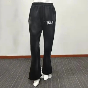 2025 nouveau lavé à l'acide unisexe décontracté empilé Joggers Logo personnalisé taille haute pantalon de survêtement évasé broderie Vintage pour hommes femmes - Product Image 4