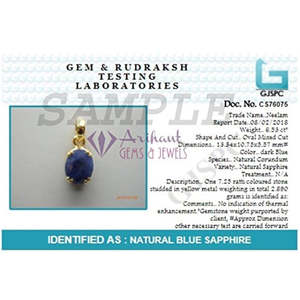 Colgantes Finos con Dijes de Zafiro Azul Natural Certificado (Neelam) de 3.25-12.25 Ratti, Gema Astrológica Panchdhatu con Engaste de Garras - Product Image 3