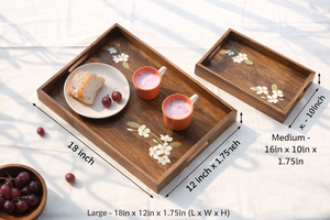 Magnifique ensemble tendance de 2 plateaux de service en bois, motif floral peint à la main, passe au lave-vaisselle, style Art Déco mobile, pour les occasions de Diwali - Product Image 6