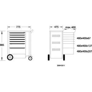 รถเข็นเครื่องมือ Gedore 7 ลิ้นชัก ขนาด 985x775x475 มม. ตู้เก็บเครื่องมือ - Product Image 5