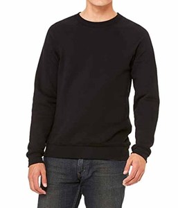 Couleur noire à manches longues sweat chemises Bella toile 3901 éponge polaire col rond sweat fabricant sweats à capuche en gros - Product Image 1