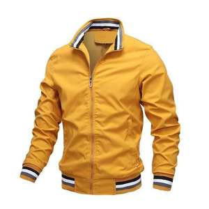 Chaqueta informal de lona OEM para hombre para primavera y otoño chaqueta cruzada con cuello levantado para hombre - Product Image 1