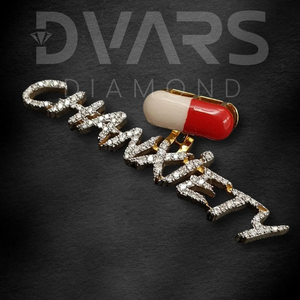 Colgante Personalizado Unisex Clásico de Plata de Ley 925 Chapado en Oro con Diamante VVS Cultivado en Laboratorio de Dos Tonos con Inicial de Letra - Product Image 3