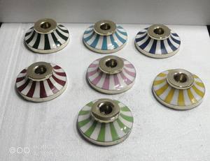 Striped Resin & <b>Brass</b> <b>Candlestick</b> <b>Holder</b> for Home & Restaurant for Easter & Christmas Lighting Decor Tealight <b>Holder</b> - Product Image 6