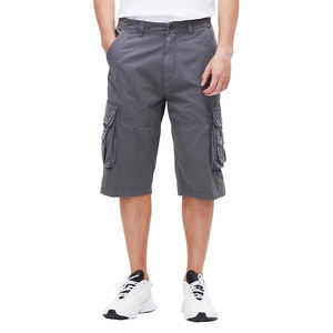 Pantalones cortos cargo de algodón 100% para hombre debajo de la rodilla Capris de sarga larga de 13 pulgadas Ajuste relajado multibolsillo con cintura elástica - Product Image 2