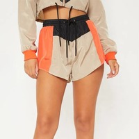 Conjunto de Pantalones Cortos Impermeables y Ecológicos para Mujer, Tendencia 2025, Satinados, Talla Grande, Largura hasta la Rodilla, con Capucha, Color Sólido