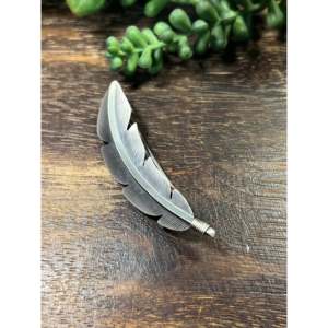Barrette à cheveux en argent sterling avec plume - Élégante pince à cheveux en cristal pour un style de Noël moderne - Épingle à cheveux en métal de 5 cm - Product Image 4