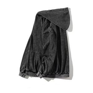 Sudaderas con capucha de hombre personalizado Unisex con cremallera Sudadera con capucha lavado francés Terry sudaderas en blanco con cremallera completa Vintage lavado ácido sudaderas con capucha desgastadas - Product Image 2