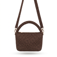 Sac fourre-tout mini pour femme en raphia tressé avec doublure en coton, détail nœud et fermeture éclair, idéal pour la plage, les voyages et l'usage quotidien