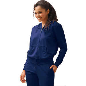 Sweat à capuche bleu surdimensionné en molleton de coton de haute qualité pour femmes Style Streetwear vêtements d'extérieur d'hiver personnalisés Chenille avant - Product Image 1