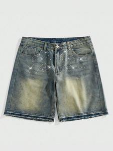 Shorts en jean pour hommes tendance et à séchage rapide, grande taille, pièce fraîche, respirant, en coton, shorts en denim pour hommes - Product Image 6