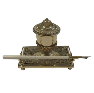 Stylo plume en os de buffle sculpté naturel Cadeau personnalisé pour papa lui ou collègue lampe au sel incluse - Product Image 5