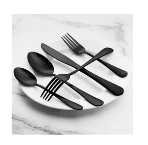 Cuillère à dessert en acier inoxydable poli noir mat miroir 8 pièces, ensemble de couverts pour restaurant et hôtel - Product Image 4