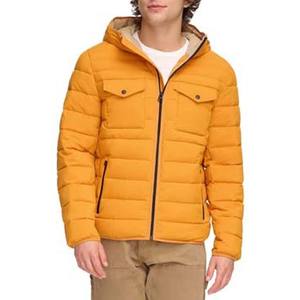 Veste d'hiver en duvet pour homme, jaune, entièrement imprimée, logo personnalisé, col montant, veste coupe-vent pour homme, veste en duvet de rue - Product Image 1