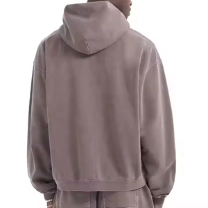 Sudadera con capucha unisex de forro polar con cremallera, logotipo bordado, hombros caídos, ajuste holgado para hombre, ideal para invierno, precio de fábrica, proveedor. - Product Image 3