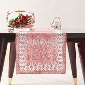 Tendance nouveau 100% pur coton chemin de Table doux rose indien Floral main bloc imprimé tissu pour salle à manger hôtel décor à la maison en plein air - Product Image 5