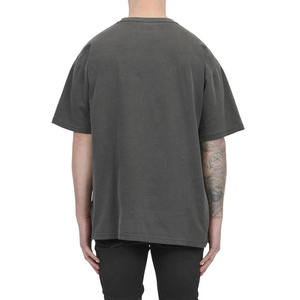 Camiseta lavada con ácido y bordado con logotipo personalizado para hombre, camisas tejidas informales con hombros caídos de algodón 100% de peso pesado - Product Image 3