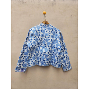 Fait à la main indien Vintage femmes bloc imprimé coton matelassé veste d'hiver Design Floral Unique respirant lin fini - Product Image 6