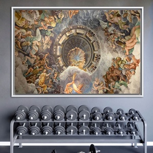 Tableau imprimé sur toile : célèbre vue d'Olympus de Giulio Romano, 1P : encadré blanc - Product Image 1