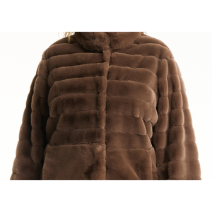 Jones New York Women's <b>Plus</b> <b>Size</b> Black <b>Faux</b>-Mink <b>Fur</b> <b>Coat</b> Winter Double-Breasted Parka Hooded Collar Casual Long Length Style - Product Image 2
