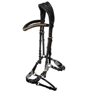 Vente en gros de dernier modèle Bride de cheval en cuir noir avec casque anatomique en strass Couture fantaisie Équitation Prix compétitif - Product Image 1