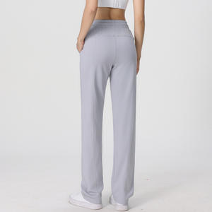 กางเกงวอร์มเอวสูงขาตรงของผู้หญิงกางเกงเลานจ์ทันสมัย - Product Image 3