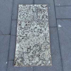 1.3x2.8 ft Turkish <b>Rug</b>, Vintage <b>Small</b> <b>Rug</b>, Gray Ombr Wool <b>Rug</b> - Product Image 1