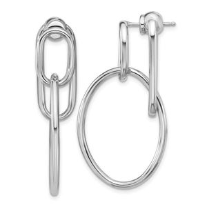 Leslie's Polished Front/<b>Back</b> Oval Dangle Post <b>Earrings</b> RH-Plated Drop Geometric Shape <b>Earrings</b> - Product Image 1