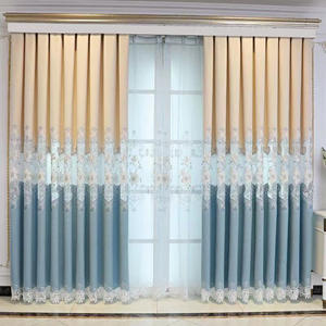 Logo personnalisé oem avec broderie chaude <span class=keywords><strong>de</strong></span> luxe haut <span class=keywords><strong>de</strong></span> gamme pour chambre à coucher salon et restaurant <span class=keywords><strong>tissu</strong></span> <span class=keywords><strong>de</strong></span> rideau pare-soleil prêt à l'emploi - Product Image 5