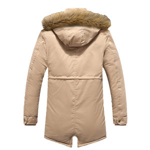 Manteau d'hiver pour homme à capuche, écologique, épais, rembourré en coton, avec fermeture éclair, service OEM, mode décontractée, couleur unie - Product Image 4