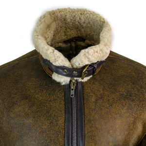 แจ็คเก็ตหนังแท้สำหรับผู้ชาย, เสื้อแจ็คเก็ตหนังแท้ปกขนเป็ดไซส์ใหญ่พิเศษ - Product Image 4