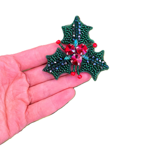 Broche de Navidad hecho a mano con cuentas de semillas con diseño de bordado, broche de bordado con cuentas de Color único de NOVA STAR CRAFT - Product Image 1