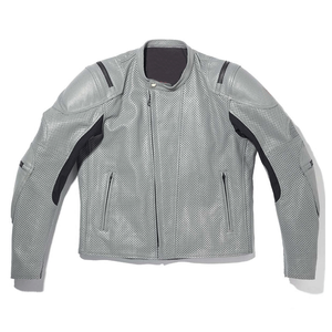 Men's New Fashion Grey Genuine Leather Racing Motorbike Jacket With Red Lines CE Armours Protection Motorcycle Jacket For Men - Product Image 1