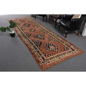 Alfombra de área turca Vintage 42X134 pies marrón negro estilo clásico lana látex respaldo rectángulo patrón Tabriz estilo habitación alfombra 9x12 - Product Image 1