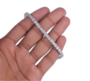 Pulsera de Cadena con Moissanita, Plata de Ley 925, Corte Esmeralda, Pulsera de Diamantes VVS1, Moissanita que Pasa el Probador de Diamantes, Regalo de Joyería - Product Image 3