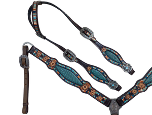 Ensemble de quincaillerie en nickel antique en cuir de cheval Western Headstall avec rêne léger véritable Design Western Headstall Horse - Product Image 2