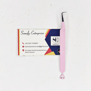 Ensemble de pincettes à pointe plate inclinées en acier inoxydable à 90 degrés professionnel enduit de poudre pour la beauté des cils d'épilation - Product Image 2