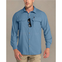 Nuevas camisas de caza de peces con botones de manga larga para hombre hechas a medida, camisa de pesca con cuello vuelto de ajuste Regular para hombre