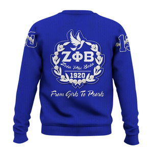 ZPhiB Zeta Phi Beta 1920 pull en tricot vêtements de sororité de la vie grecque bleu blanc Chenille lettre pull Divine Nine Style - Product Image 2