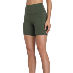 New Design High Waist V Cut Fitness Gym Biker Shorts with Pockets <b>Tummy</b> <b>Control</b> Breathable Quick Dry Spandex/Polyester for Women - Product Image 4