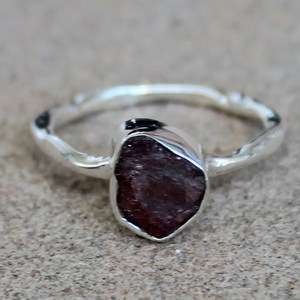 Raw Tourmaline <b>Ring</b> 925 Solid Sterling Silver Rough Cut Natural Pink Gemstone Boho Artisan Jewelry Organic shape - Product Image 3
