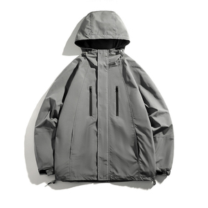 Veste coupe-vent personnalisée légère en nylon froissé pour hommes, veste imperméable vierge avec capuche - Product Image 1