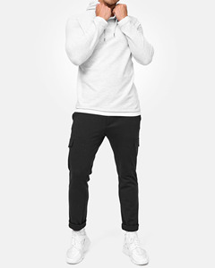 เสื้อสวมหัวผ้าฝ้าย100% มีฮู้ดสำหรับผู้ชายเสื้อมีฮู้ดสไตล์สตรีทแวร์สีพื้น400GSM พัฟออกแบบได้เองโลโก้เรียบง่าย - Product Image 1