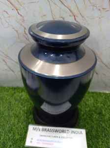 Brass Hand Painted Cremation Urn Memorial Human <b>Ashes</b> Container Jar <b>Pot</b> | Burial Funeral Urns | Hain Painted - 8" Inches - Product Image 6