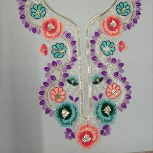 Parche de cuello bordado de primera calidad en tela de red con detalles de lentejuelas para blusa étnica sari y escote Kurti - Product Image 5