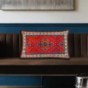 Cojín con Estampado Geométrico Kilim: Funda Tejida a Mano, Toque Étnico, 40"x40" - 100x100cm - Product Image 5