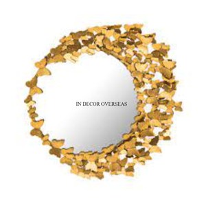 Top vente en laiton Antique fini robuste métal fleurs concepteur mur miroir maison et hôtel décoration fournitures de l'inde - Product Image 2